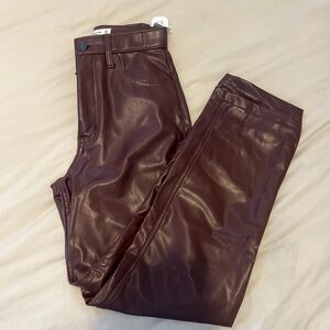 Brown Faux Leather Pants
